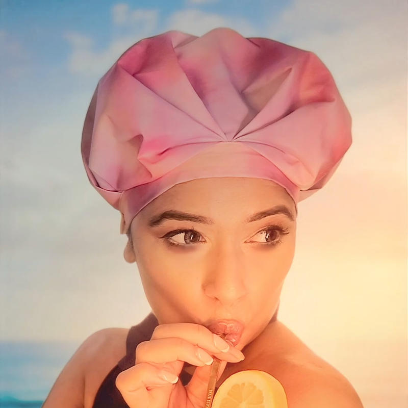 Musae mane shower cap in Sunset, the ultimate shower cap to protect your hair